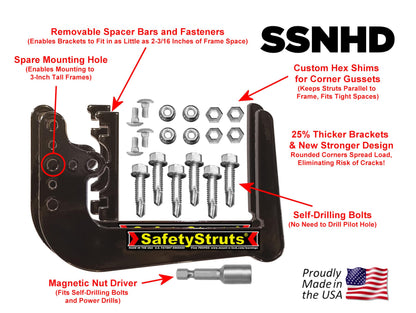 Mount-n-Lock RV Bumper Bundle (2 Items): 1 Set HD SafetyStruts, 1 Pair GennyGo Folding Arms (1SSNHD, 2FSAS)