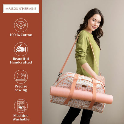 Maison d' Hermine Canvas duffle bag with yoga mat holder, Multi functional bag, Carrier Pocket,Adjustable shoulder straps Bag for Office Beach and Gym Mothers Day Gifts - Fair Isle
