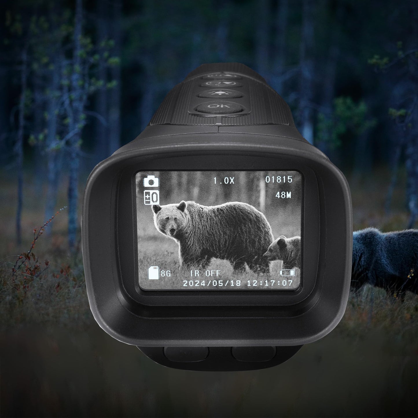 Barska NV-1 Digital Night Vision Monocular Compact Infrared Scope for Day & Night Use HD Photo/Video, Rechargeable Battery, USB/Micro SD Compatible