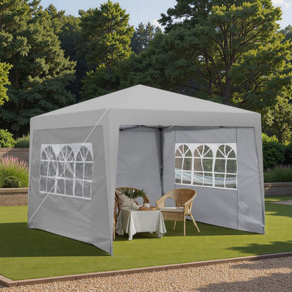 Trygoal 10x10FT Canopy Tent, Outdoor Gazebo Pop up Canopy with 4 Removable Sidewalls & 2 Windows, Patio Camping Shade Canopy with 4 PCS Weight Sand Bag & Carry Bag, Ideal for Parties Events, Grey