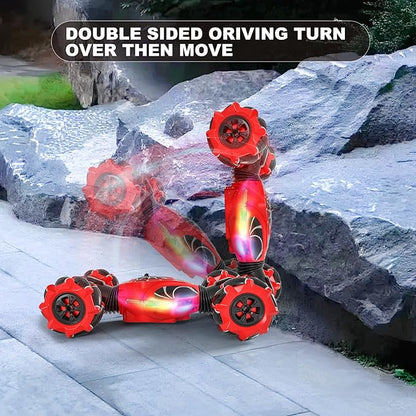 Gesture RC Car Red1:24 High Speed 4WD Transform Stunt Car with Gesture &amp Remote Control 360° Rotation Drift Vehicle with LED Lights Music Racing Toy Cars Gift for Boys Girls Age 6-12