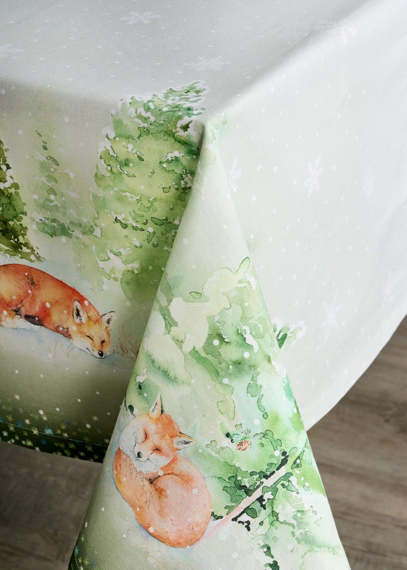 Maison d' Hermine Table Cloth Rectangle Table 100% Cotton 54 x 72 Inches Fall Tablecloth Reusable Everyday Use for Thanksgiving Christmas Decorations Dining Farmhouse Party (Winter Mornings)