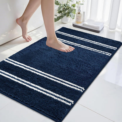 Skiennix Non-Slip Bathroom Rugs - Ultra Soft, Super Absorbent Chenille Mat | 24x17 Navy Quick Dry