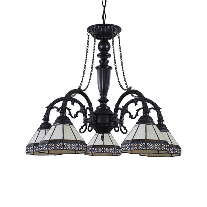Chloe Lighting Belle Tiffany-Style Chandelier, 5 Light, 27in Wide, Stained Glass, Model CH31315MI27-DC5