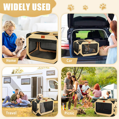 AlfaTok Collapsible & Foldable Dog Crate - Portable & Soft for Large Dogs, 36 x 25 x 25 Inch
