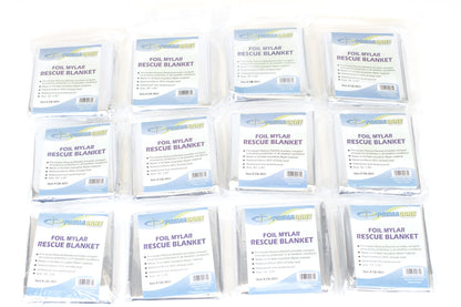 Primacare CSCB-6831-CS Emergency Mylar Thermal Foil Blanket, 16 Packs of 12= 192 Units, Silver