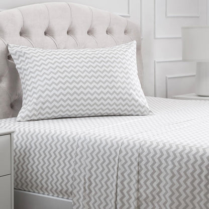 Mellanni Twin XL Sheets Set | 3-Piece Hotel Luxury Bedding - Extra Soft, Cooling, Stain Resistant (Chevron Gray)