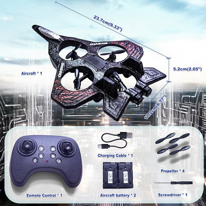 Foam RC AirplaneRemote Control Planes with LED Lights Fighter Jet for Night Flights Outdoor 360° Flip &amp Spin Stunt Drone Toy for Beginner Adults