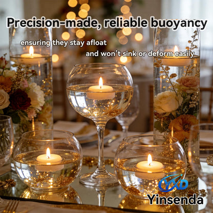 Yinsenda 12 Pack White Floating Candles - 3 Inch Unscented Round Candles, 7-9 Hrs Long Burning for Cylinder Vases, Wedding Centerpieces, Parties & Bath Décor