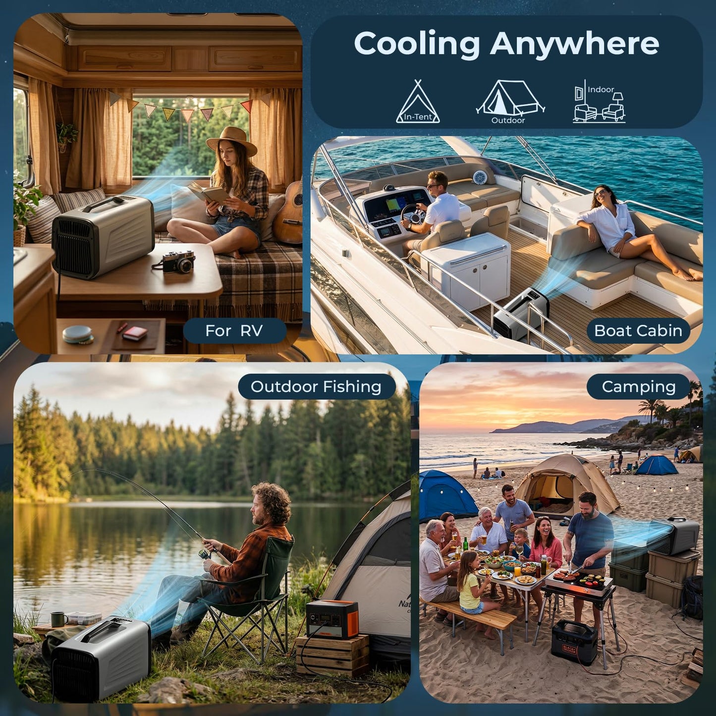 5200 BTU Portable Tent Air Conditioner for Camping, 4-in-1 Air Conditioner for Outdoor Indooer Using, 400W Consumption Quiet Small AC Unit for RV, Truck, Garage