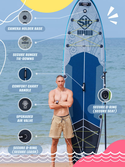 SKADDLES 11’6 × 35" Inflatable SUP–Super Wide, Stable Stand Up Paddle Board for Adults, Youth, Family & Pets, High Weight Capacity, Non-Slip EVA Deck, Premium Accessories (FLASHLINE · Ghost Shad)