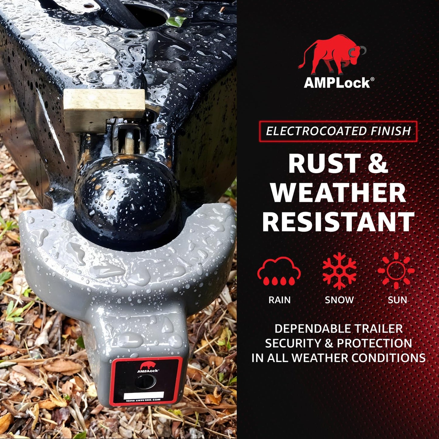 AMPLock U-BRHT2516 2 5/16 Trailer Coupler Lock Titan Weld-On Design Ball Hitch Lock Anti Theft for Boat Trailer RV Camper, Keyed Alike Heavy Duty, Fits 2 5/16 Titan Weld-On Ball Coupler Only