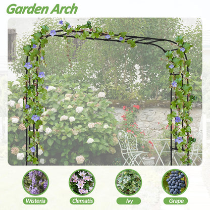 Trellume Thickened Metal Garden Arch-141.7"(L)*94.5"(H),Garden Arch Trellis for Climbing Plants Outdoor, Heavy Duty RustProof Iron Arbor Archway for Backyard, Patio, Lawn and Wedding Decorations