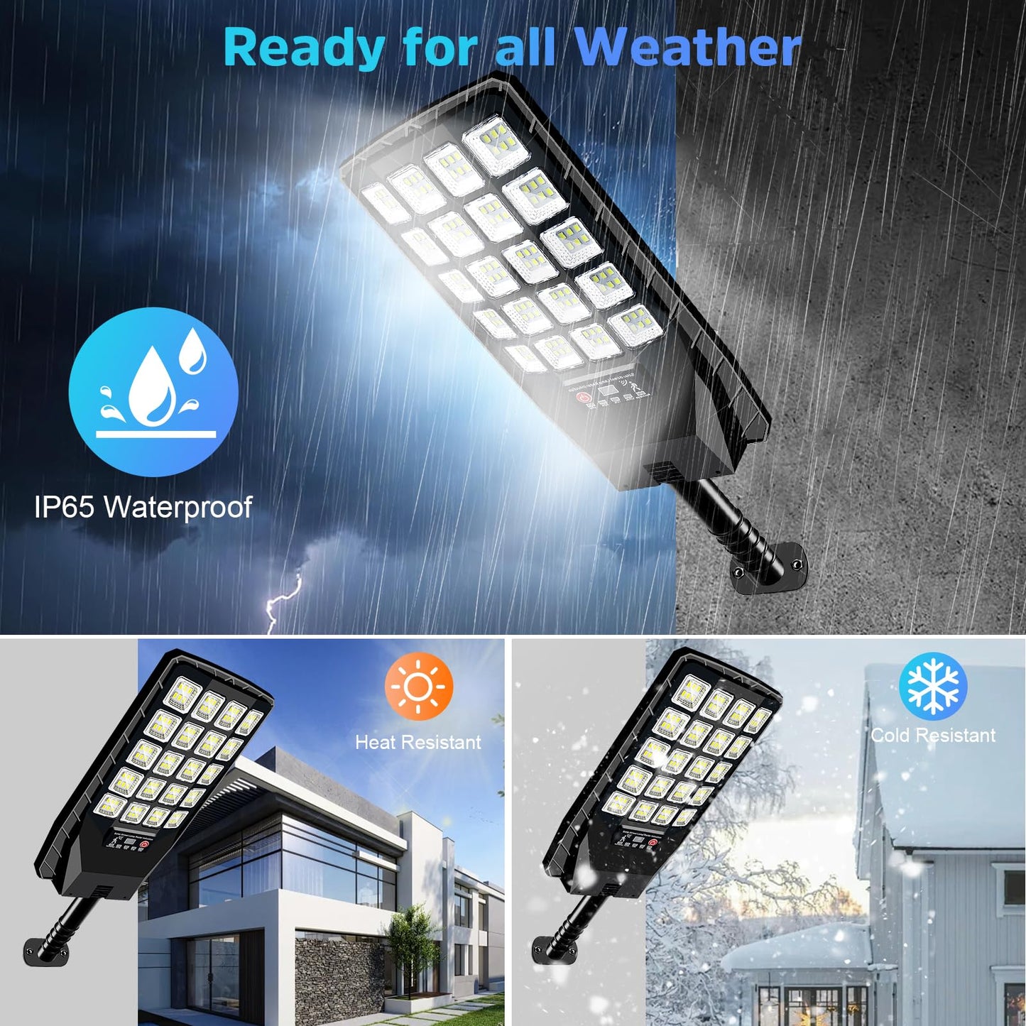 6 Pack Solar Street Lights Outdoor Waterproof, 6500K 20000LM Wide Angle Solar Powered Flood Light with Motion Sensor & Remote Control,Dusk to Dawn Commercial Solar Outdoor Light for Parking Lot