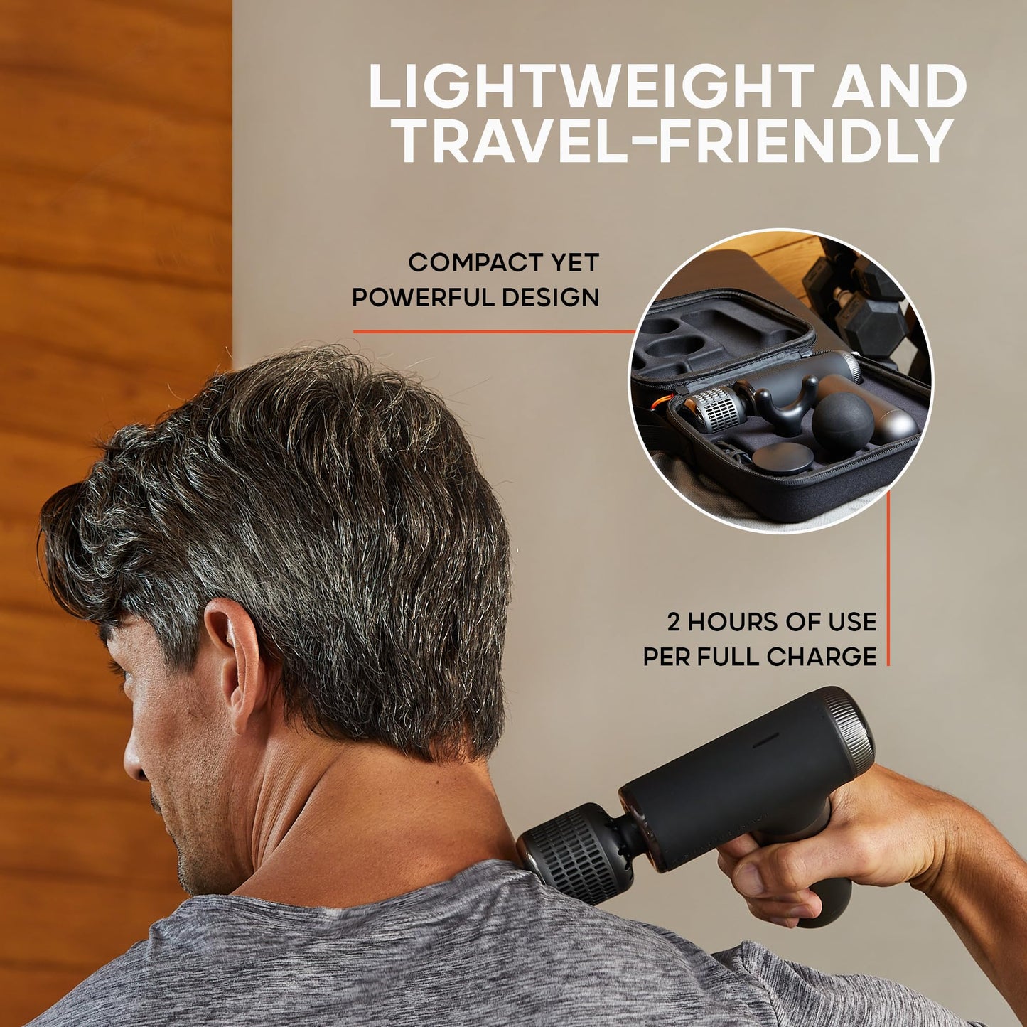 Sharper Image® Powerboost® Pro+ Hot & Cold Compact Deep Tissue Massage Gun - 6 Speed, 4 Attachments, Travel Case| Heat & Cold Therapy| Lightweight Shoulder & Back Massager| Fathers Day Gift for Dad