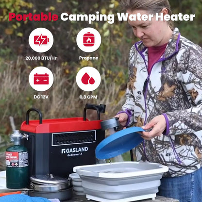 GASLAND Goshower 3 Portable Hot Water Heater & Shower Pump | CSA Certified |1.5Hr Fast Charging | 1lb Propane Camping Shower for Cabin, RV & Off-Grid Use – G3 Max