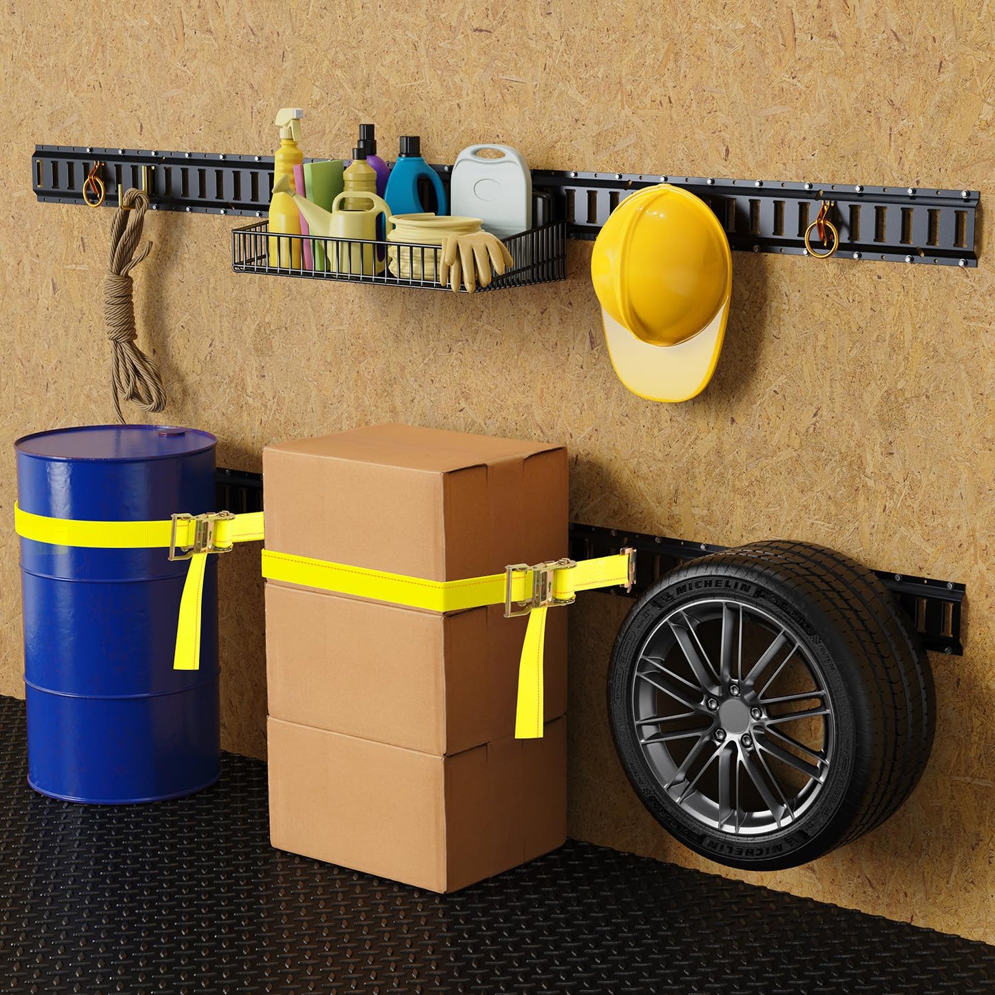 Trekassy 8ft E Track Rail Tie-Down Kit, 8' Etrack Rails(4Pack, 48 Slots/Rail) & 10 E Track Accessories for Trailer Tie Down System, Trucks, Vans, Garages