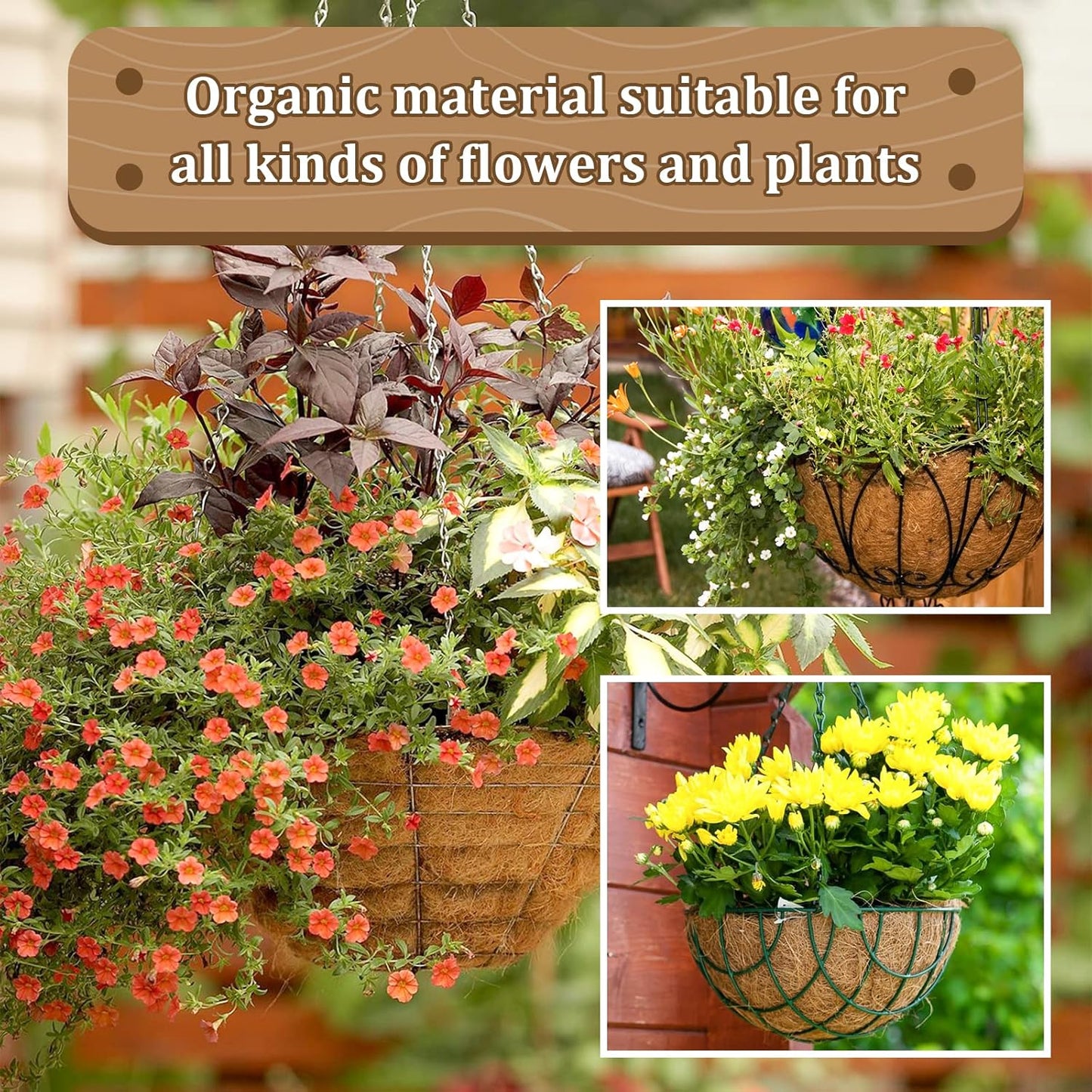 Legigo 10-Inch Coco Liner Replacement - 100% Natural Coconut Fiber for Hanging Baskets | 4 Pack