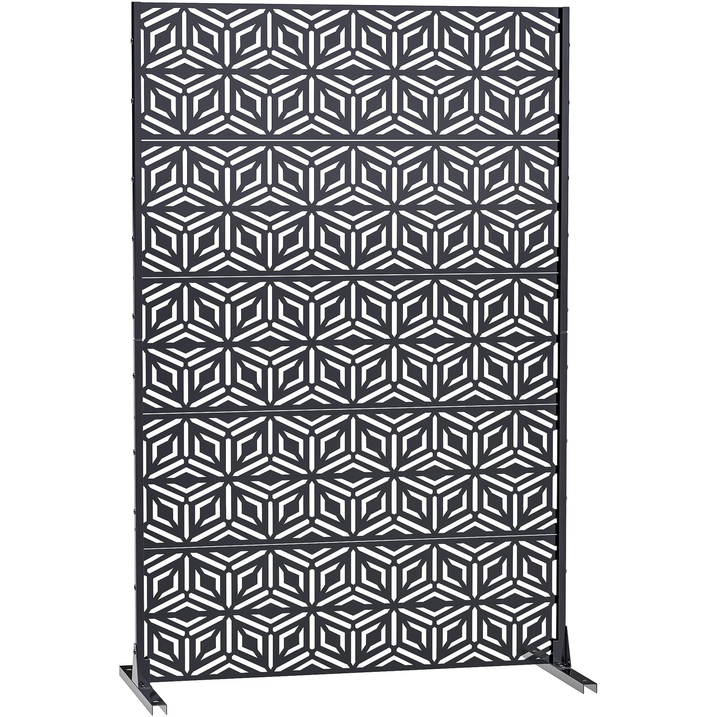Ultym Decorative Privacy Screen Outdoor 72" H×44" W, Steel Laser Cut Snowflakes Garden Privacy Fence Panel, Weatherproof Freestanding Modern Screen Divider for Balcony Patio Deck Backyard Home