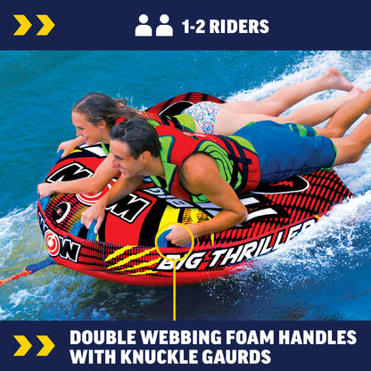 Wow Sports Thriller Towable Deck Tube - 1-2 Person - 340 lb Capacity - for Boating - Youth & Adults