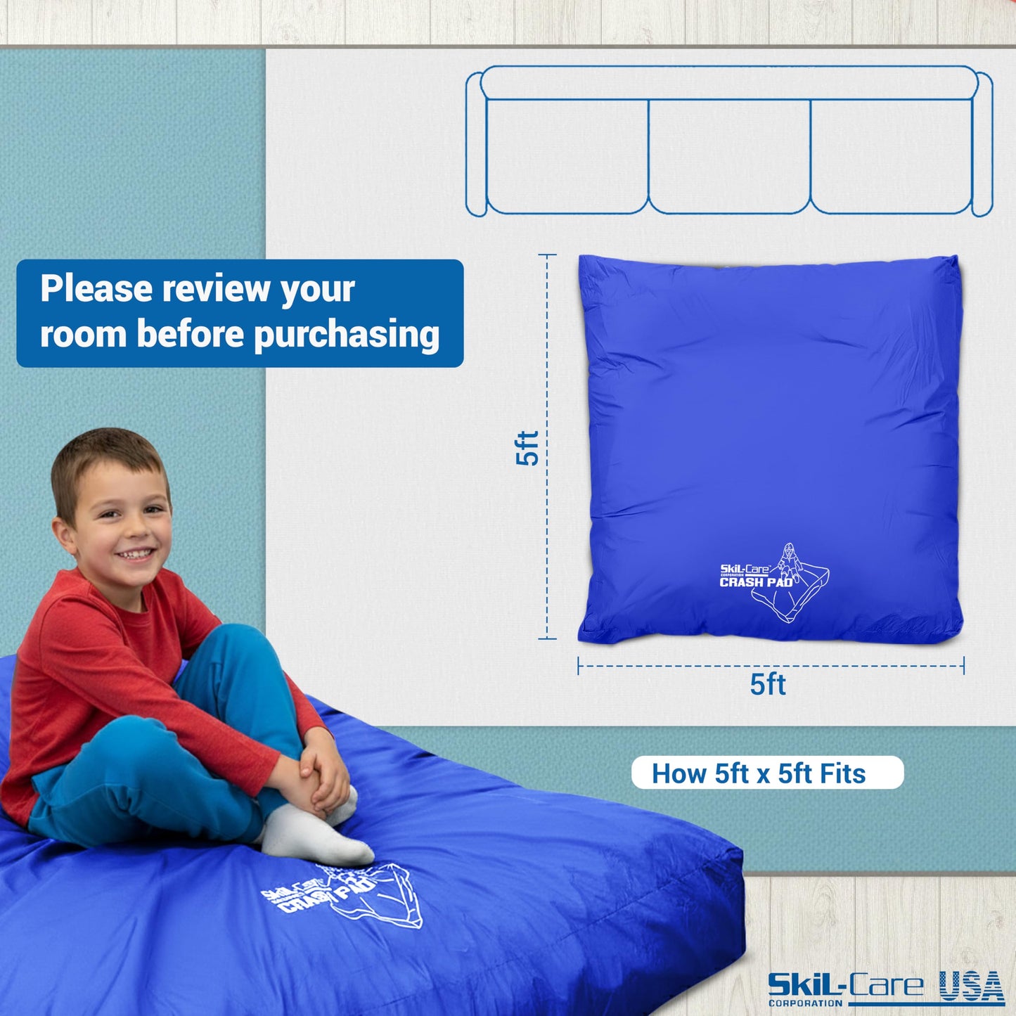 Skil-Care Crash Pad for Kids | Sensory Crash Mat for Active Play | High-Density & Soft Foam Blocks Landing Zone | Kids Jumping Pillow for Indoor & Outdoors Use with Durable Nylon Cover - 5x5 feet