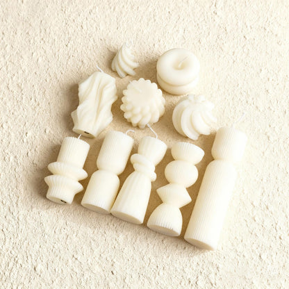 PEDOBALI 10 Pcs Pillar Candles White Aesthetic Modern Candles Set Soy Wax Handmade Ribbed Decor for Housewarming Gift, Home Decor, Table Decor, Shelf