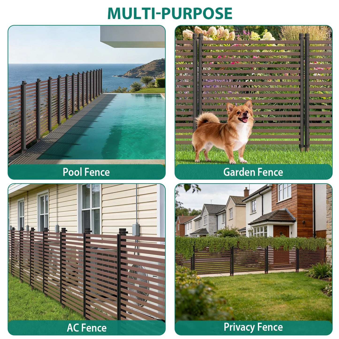 Garvee Privacy Fence Panels for Outside, 48" h×106" w 3-Panel No-Dig, Rustproof Decorative Garden Barrier, Air Conditioner Fence Panels, Pool Equipment Enclosure, Trash Can Screens, Easy Install