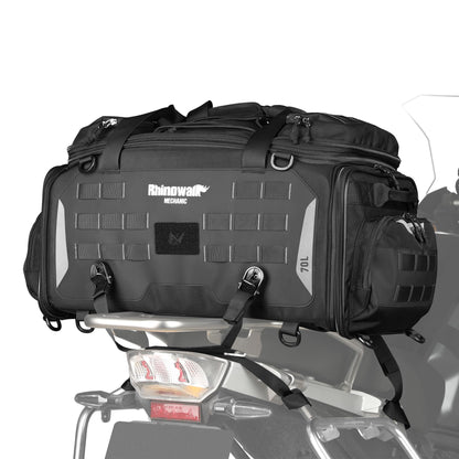 abamita Motorcycle Tail Bag Expandable 50-70L Travel Luggage with Rain Cover Backpack & Molle System-Black