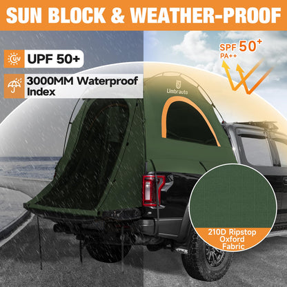 Truck Bed Tent 5.5' ~ 5.8', Upgrade Quick Setup Truck Tent for Camping, 3000mm Waterproof Pickup Truck Tent for 2 Person, Ford, GMC, Toyota, Chevy, Dodge, Nissan