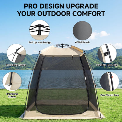 Alvantor® Screen House Gazebo, 2-4 Person Pop Up Screen Tent, Instant Screen Room with Carry Bag, Outdoor Mosquito Tent Camping, Sun Shade Shelter for Patio, Garden, Backyard, Deck 7 x 4 x 7 FT