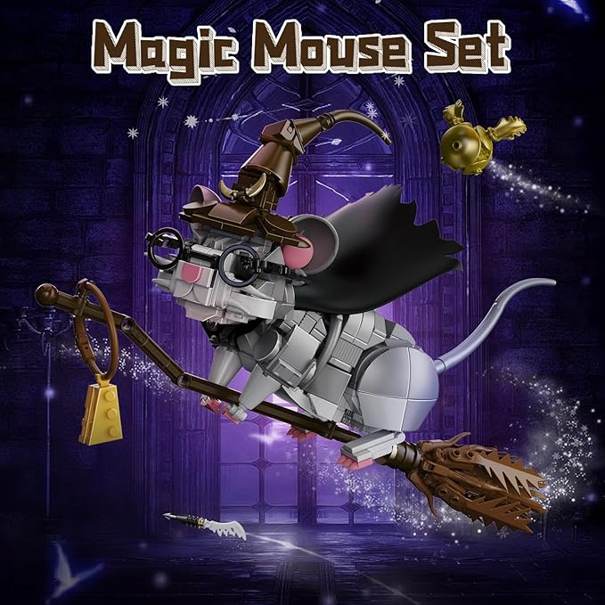 Harry Mouse Animal Building Set MOC Creative Magic Mouse Model Kit Collectible Home Office Decor Toy Gift for Teens Adults 14+ (676PCS)
