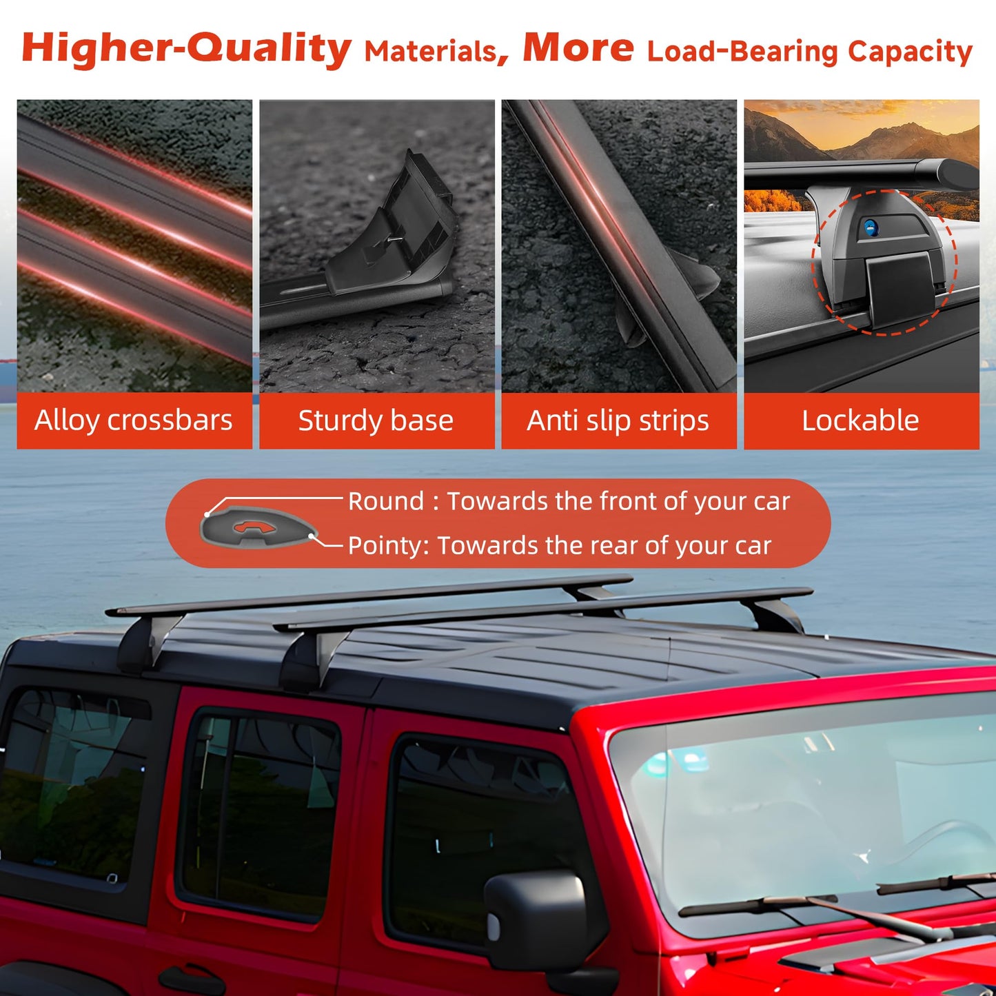 Roof Rack Cross Bars for 2007-2026 Jeep Wrangler JK JL/Gladiator JT 396lbs Lockable Roof Rails Crossbars Anti-Theft Roof Rackfor Cargoes, Bicycles, Kayaks, Luggage Racks, Suitcases, Canoes
