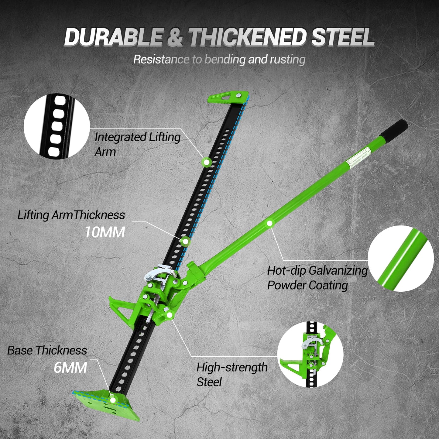 GarveeTech Farm Jack,33" High Lift f-Arm J-ack,7000 Lbs Capacity Ratcheting Off Road f-Arm J-ack, Utility Heavy-Duty f-Arm J-ack for Tractor, Truck, SUV, Bumper Lift, Lift Height 5.12-25.39 Inches