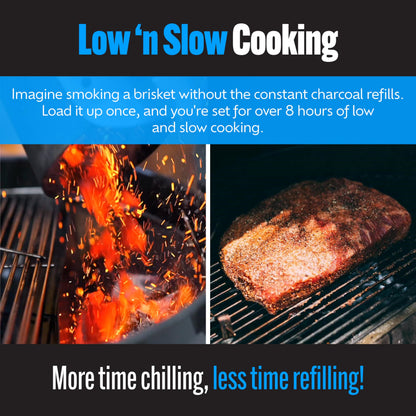 SnS Grills Slow ‘N Sear Charcoal Inserts for Low ‘N Slow & High-Heat Cooking - Patented Stainless Steel Accessories for Weber Summit and Similar Kettle Grills - Low Profile 22"