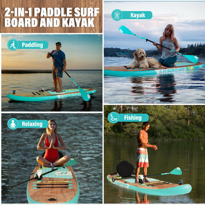 AKSPORT 11' Inflatable Stand-Up Paddle Board with Upgraded SUP Accessories Kit | Extra Wide 34" Design | Non-Slip Deck | Premium SUP Board for Adults & Youth of All Levels