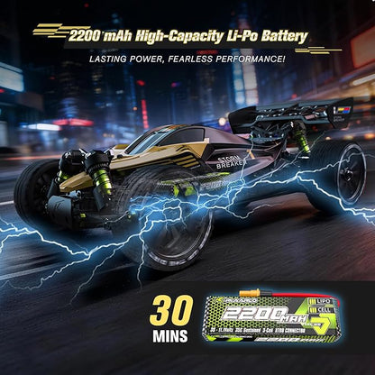 RIAARIO 1/10 Brushless RC Cars RTR Beginner MAX 50+ MPH Metal Drivetrain 4WD Waterproof Electronics Carbon Fiber Black Ages 14+