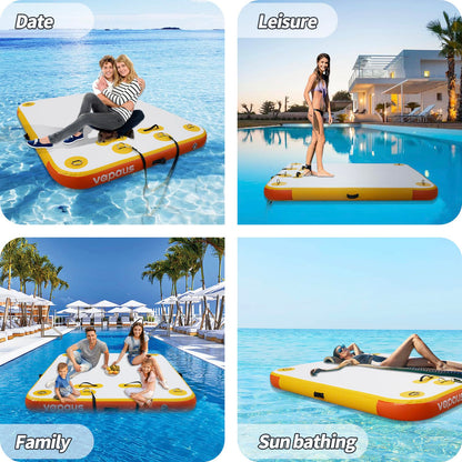 vapaus Inflatable Floating Dock with Electric Air Pump Bundle – Versatile Water Platform with Quick Inflation for Outdoor Fun