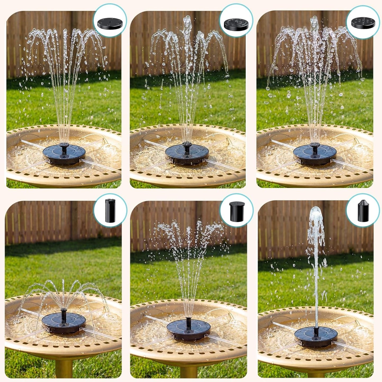 AMZtime Solar Fountain - Upgraded Mini Solar Powered Pump for Bird Bath, Garden, Pond & Pool