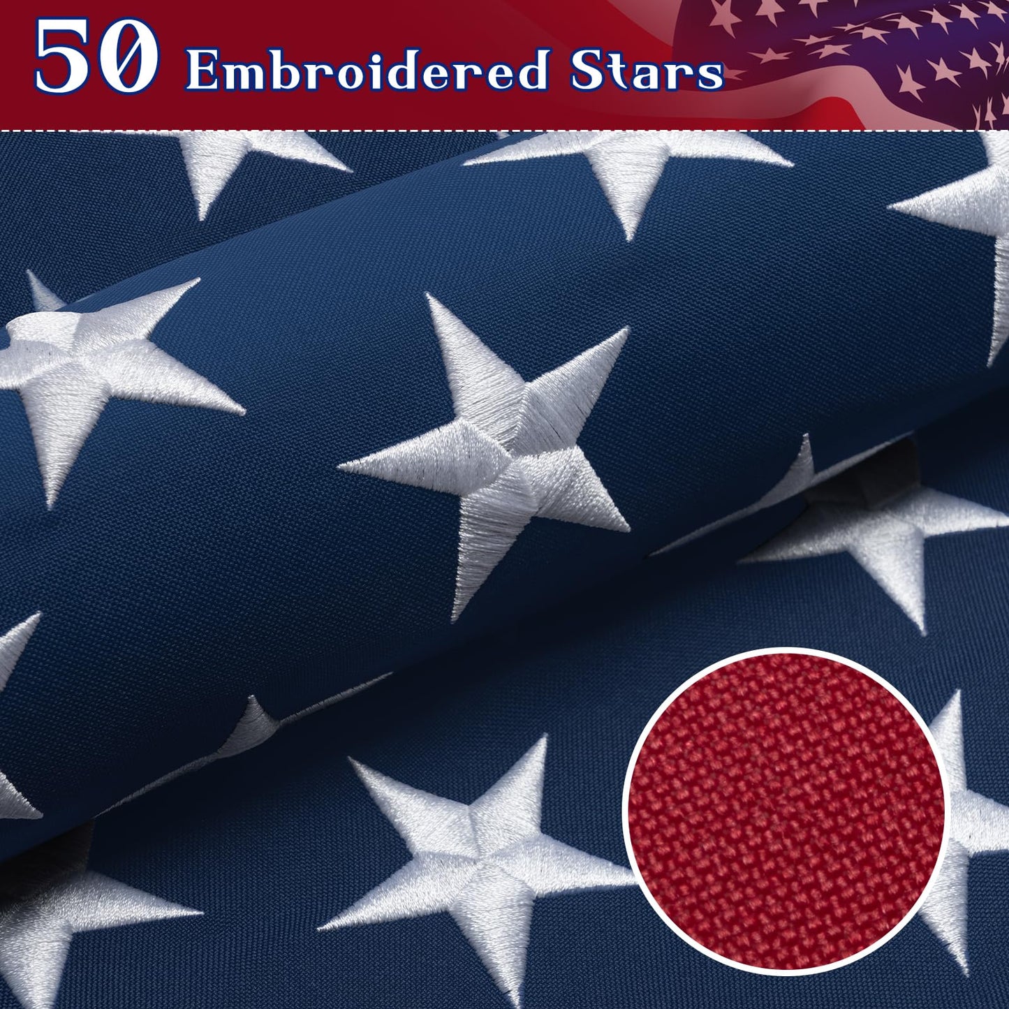 American Flag 10x15 Ft Indestructible Outdoor, Longest Lasting, Heavy Duty, TearProof Polyester, Fade Resistant, High Wind US Outside Flags with Embroidered Stars, Sewn Stripes, Brass Grommets