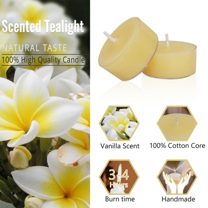 Beige Tea Lights Set of 24, Vanilla Scented Tealight Candles, Handmade Tea Candles, Long Burning Tealights for Romantic Wedding Home Decor Gift
