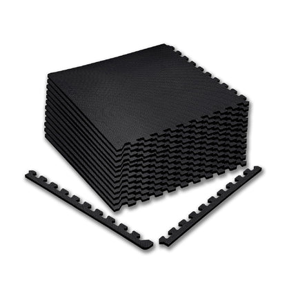 Puzzle Exercise Mat, Set of 24 Foam interlocking floor tiles, Protective Flooring, Interlocking Foam Floor, Non-Slip Tiles for Fitness Equipment Workout Cushion and Floor Protection (6 Set of 24x24in)