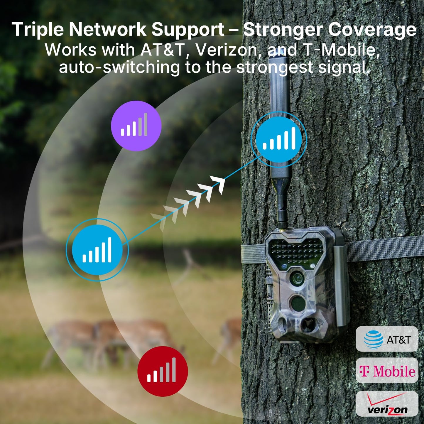 Meidase Solar Cellular Trail Camera S965 Pro (Non-WiFi), Live View, GPS Tracking, 7800mAh Rechargeable Battery, Motion Activated, Ideal for Hunting & Off-Grid Monitoring