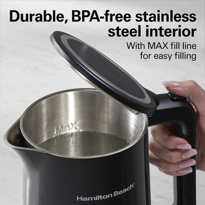 Hamilton Beach Digital Temperature Control Electric Tea Kettle, Hot Water Boiler & Heater 1.7L, 5 Preset Modes + Keep Warm, Fast Boil 1500 Watts, BPA Free, Cool-Touch Exterior, Black (41033)