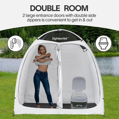 EighteenTek® Shower Tent Changing Room 2 Rooms Outdoor Pop Up Camping Portable Privacy Dressing Shelter 83"x43"x80"H
