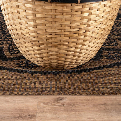CAMILSON Outdoor Rug 8x10 Modern Area Rugs for Indoor and Outdoor Patios and Porches - Waterproof Washable Non-Shedding Easy-to-Clean Outside Carpet (8 x 10 Medallion - Gold/Black)