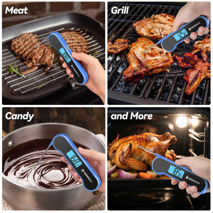 0.5 Sec Instant Read Meat Thermometer Digital with ±0.5℉ Precision, Food Thermometer for Cooking Kitchen Gadgets, Oven Grill Candy BBQ Essentials Accessories, Gifts for Him Dad Men Birthday, Blue