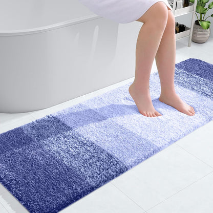 OLANLY Bathroom Runner Rug - Extra Soft Microfiber Mat | Quick Dry, Washable, 59x20, Blue-Violet