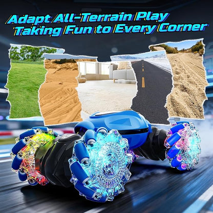 Holyton Gesture &amp Remote Control RC Stunt Car with Magic Color-Changing Body Cool Lights &amp Music 4WD All-Terrain Vehicle Photochromic Coating Gift for Boys Girls Age 6-7-8-9-10-11-12