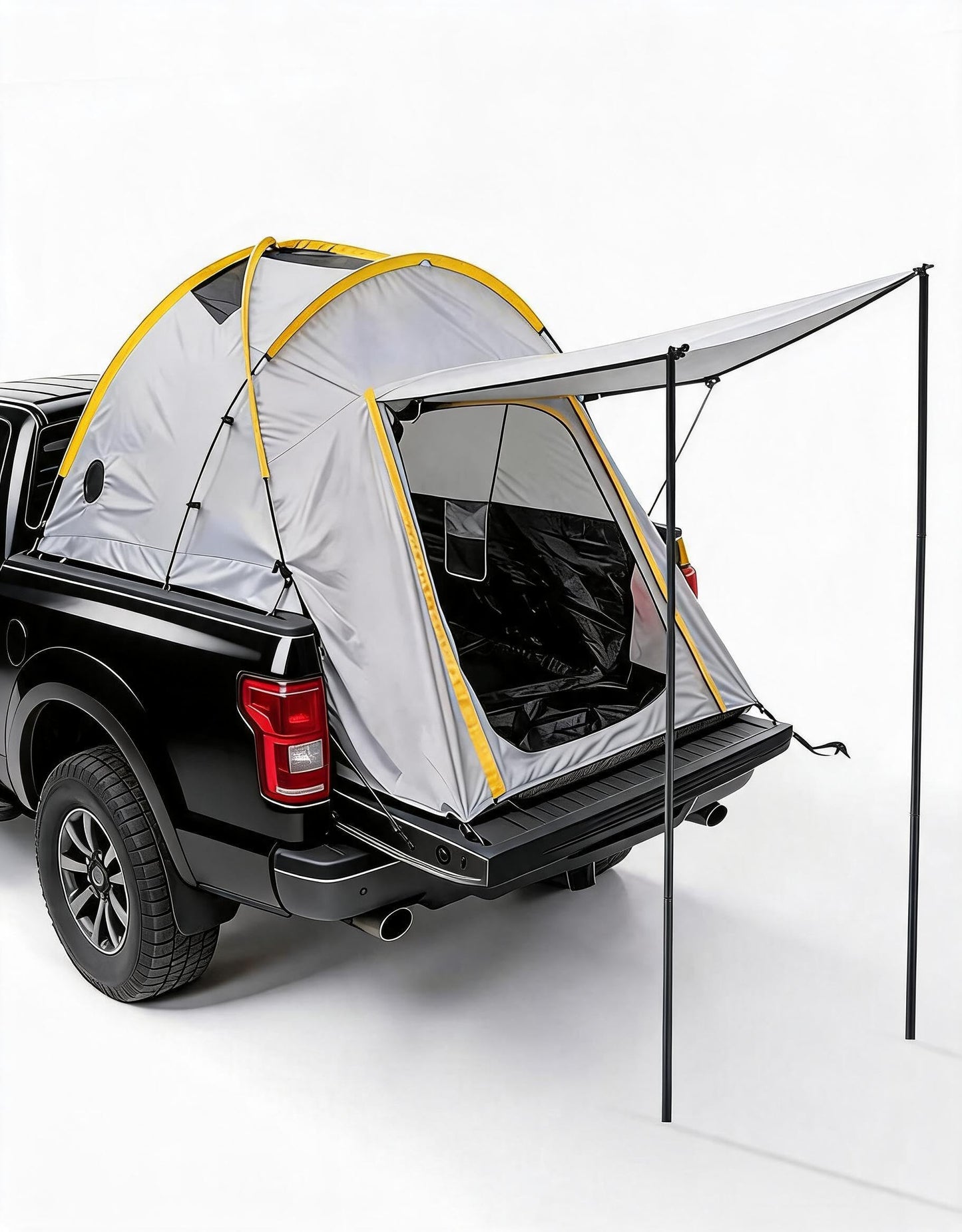 Pickup Truck Tent with Awning Shade,210 d Waterproof PU3000 Oxford Truck Camper for Chevy Silverado 1500 F150 Ram 1500