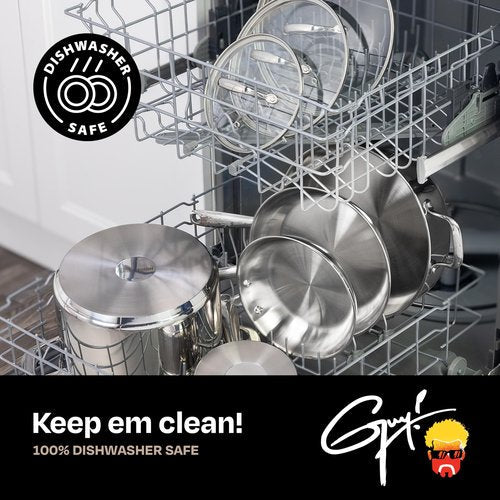 Guy Fieri's Flavortown 10-Piece Stainless Steel Cookware Set - Includes Frying Pans, Saucepans, Saute Pan and Stock Pot - Pots and Pans, Oven-Safe up to 500F